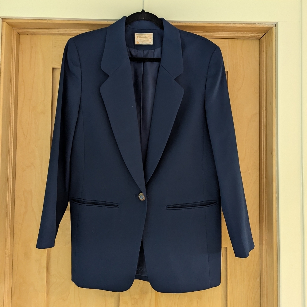 Vintage Pendleton One Button Virgin Wool Blazer Blue Lined